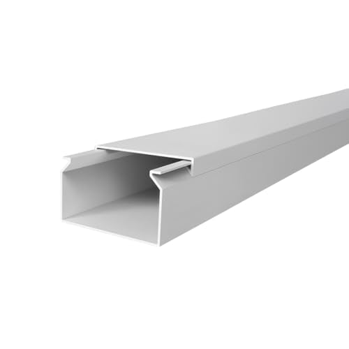 ARLI Kabelkanal 40x25 mm Weiß – 4m selbstklebend & schraubbar Installationskanal IP40 PVC mit Bodenlochung Universal Kabel Kanal
