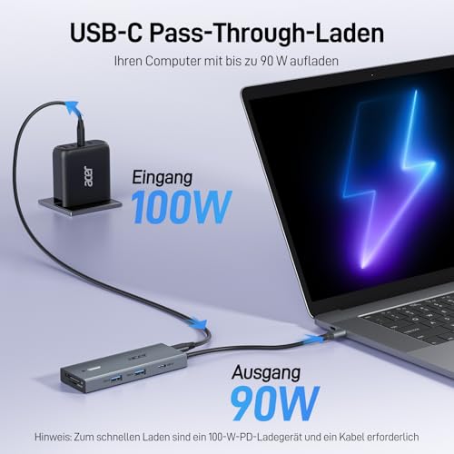 Acer USB C Docking Station Dual HDMI 4K@60Hz, 9IN1 mit 5Gbps Daten, 100W PD