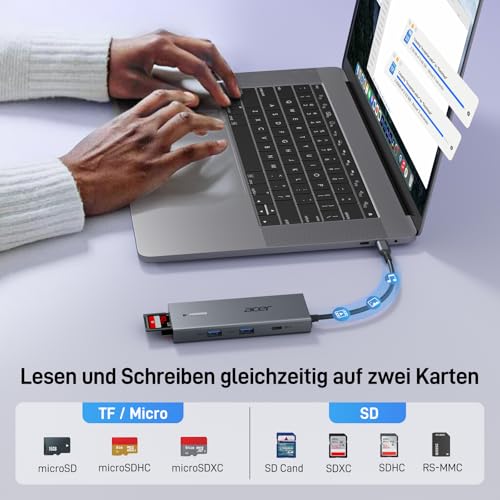 Acer USB C Docking Station Dual HDMI 4K@60Hz, 9IN1 mit 5Gbps Daten, 100W PD
