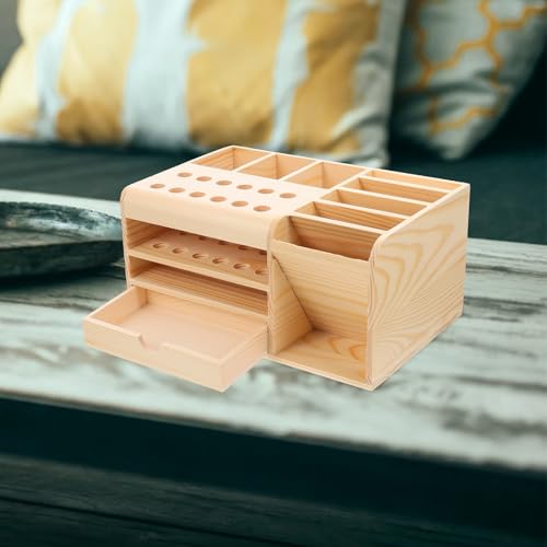 Veemoon Aufbewahrungsbox mit Mehreren Fächern für Büromaterial und Kleinigkeiten Aufbewahrungskoffer aus Langlebigem und Sicheren Material Beige Organizer für Schreibtischutensilien