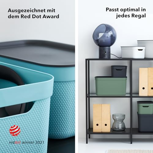 Rotho Jive Aufbewahrungsbox mit Deckel 3 x 5 L stapelbar aus PP dunkelgrau