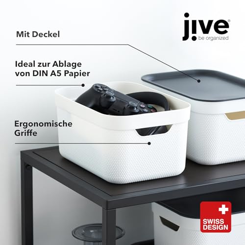 Rotho Jive Aufbewahrungsbox mit Deckel 3 x 5 L stapelbar aus PP dunkelgrau