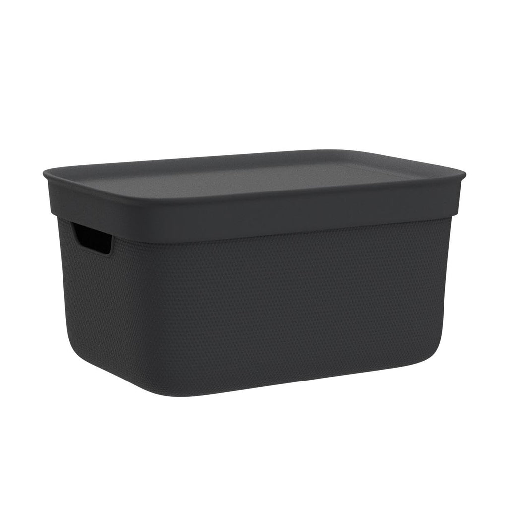 Rotho Jive Aufbewahrungsbox mit Deckel 3 x 5 L stapelbar aus PP dunkelgrau
