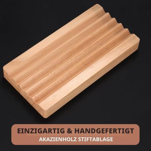 2 STK Stiftehalter Stiftablage Holz, Stiftablage Schreibtisch Organizer Holz Stiftschale, 18x9cm Schreibtischablage Stifte & Pinselablage für Home Office Stifteschale Organizer