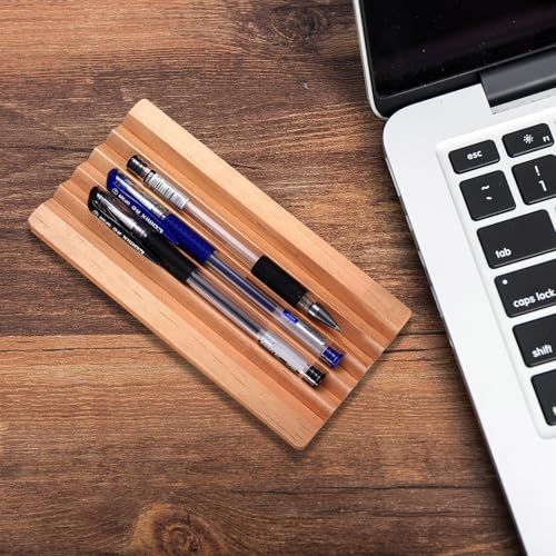 2 STK Stiftehalter Stiftablage Holz, Stiftablage Schreibtisch Organizer Holz Stiftschale, 18x9cm Schreibtischablage Stifte & Pinselablage für Home Office Stifteschale Organizer