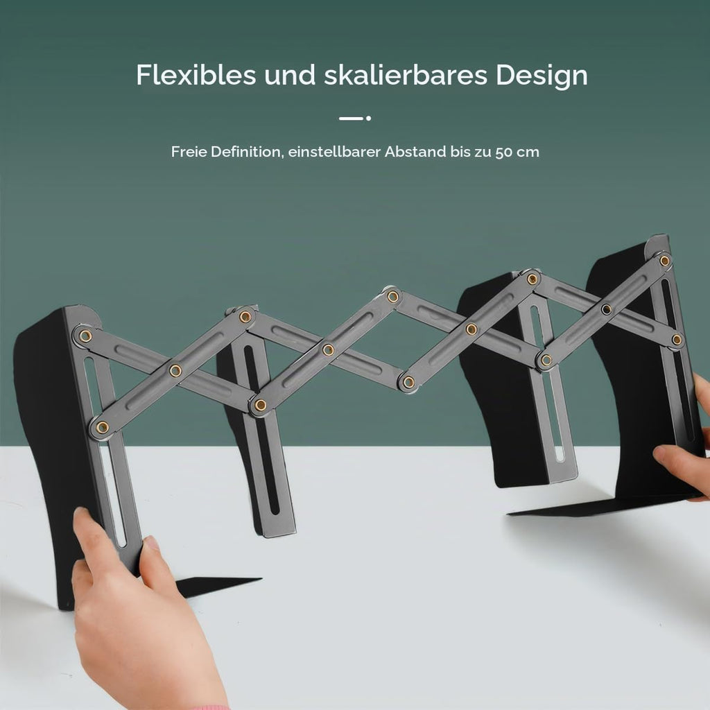 Stilvolle Metall verstellbare Buchstützen von feyiubmen, Die spannweite beträgt 10 bis 50cm, 2 Modelle, Schwarz und weiß, Für bibliothek, bibliothek und Schule (weiß)