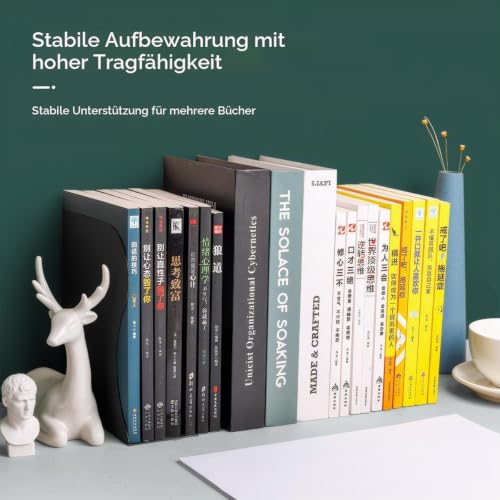Stilvolle Metall verstellbare Buchstützen von feyiubmen, Die spannweite beträgt 10 bis 50cm, 2 Modelle, Schwarz und weiß, Für bibliothek, bibliothek und Schule (weiß)