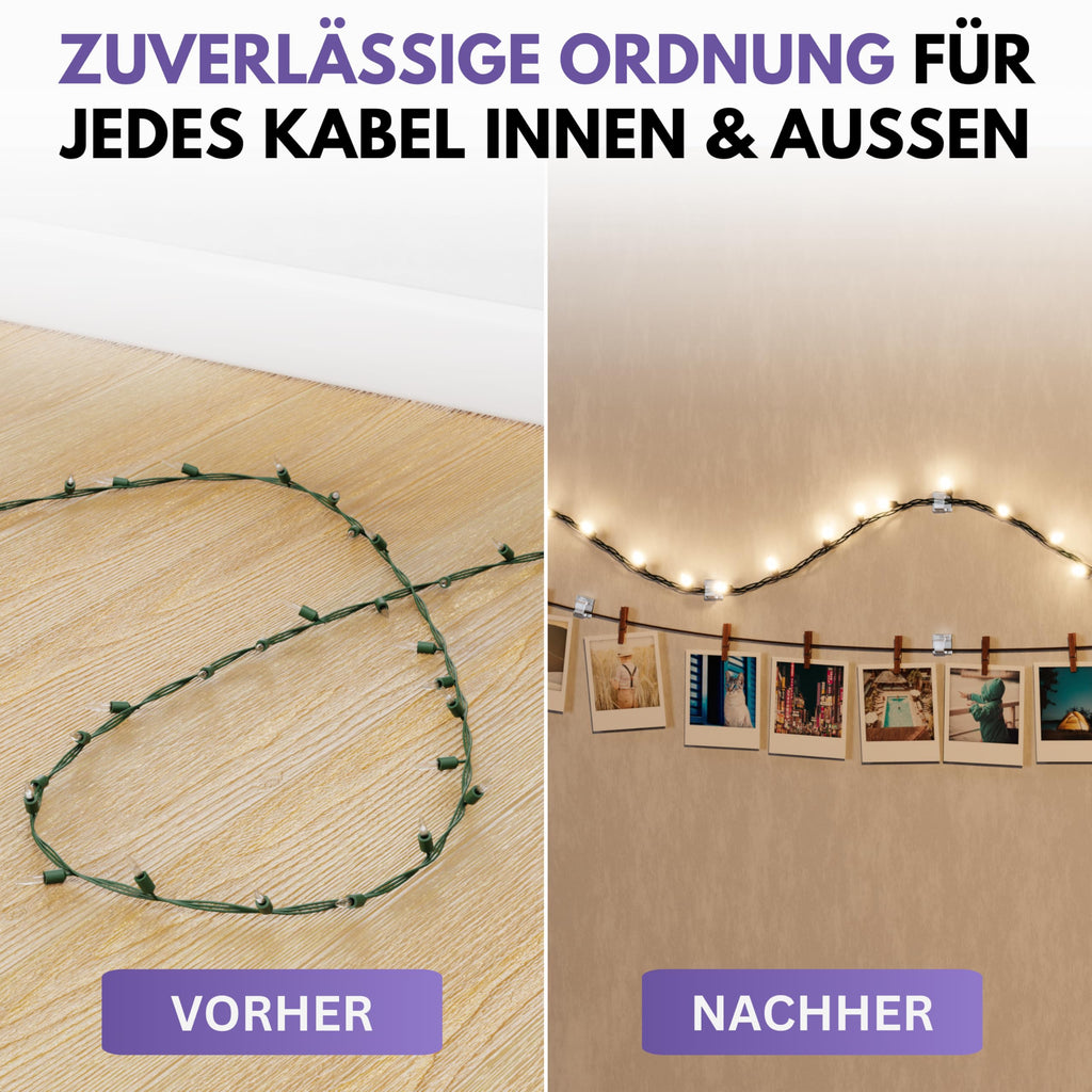 Filzada® 65x Kabelhalter Selbstklebend Transparent - Kabelclips Outdoor