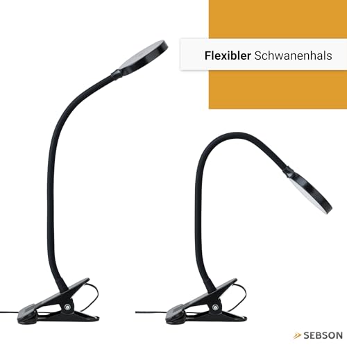 SEBSON Klemmlampe Bett 4W - dimmbare Schreibtischlampe mit Kabel & Stecker