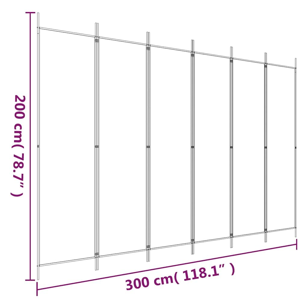vidaXL 6-teiliger Raumteiler 300x200 cm, Polyester & Eisen, Schwarz, Klappbarer Sichtschutz, Bewegliche Trennwand für Schlafzimmer & Büro, Wohnaccessoire