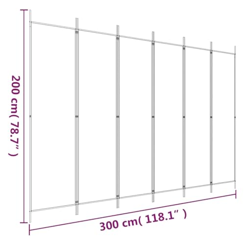 vidaXL 6-teiliger Raumteiler 300x200 cm, Polyester & Eisen, Schwarz, Klappbarer Sichtschutz, Bewegliche Trennwand für Schlafzimmer & Büro, Wohnaccessoire