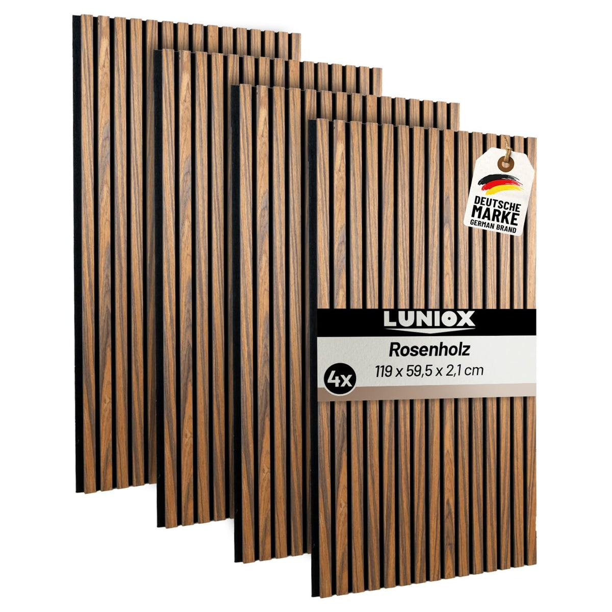 4X Akustikpaneele Rosenholz 119x59,5x2,1cm, Wandpaneele, Schallabsorber, Wandverkleidung, Schallschutz