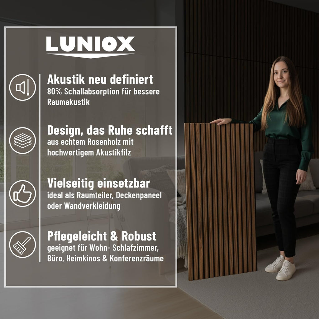 4X Akustikpaneele Rosenholz 119x59,5x2,1cm, Wandpaneele, Schallabsorber, Wandverkleidung, Schallschutz