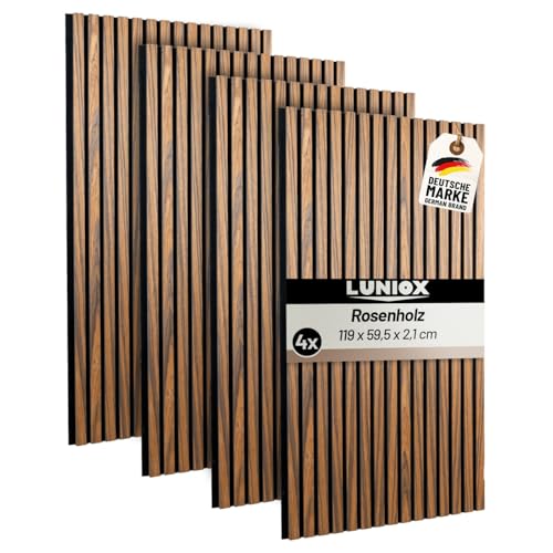 4X Akustikpaneele Rosenholz 119x59,5x2,1cm, Wandpaneele, Schallabsorber, Wandverkleidung, Schallschutz