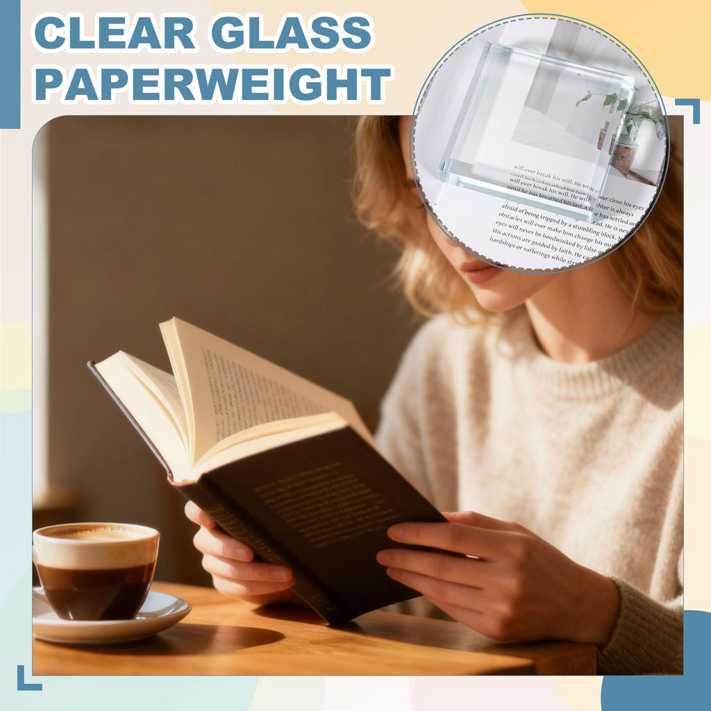 PATIKIL 2 Stk Klare Glas Briefbeschwerer 1.57 x 1.57 x 0.39 Zoll Klar