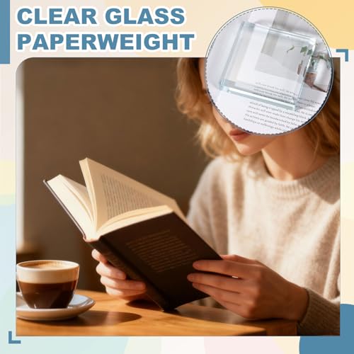 PATIKIL 2 Stk Klare Glas Briefbeschwerer 1.57 x 1.57 x 0.39 Zoll Klar