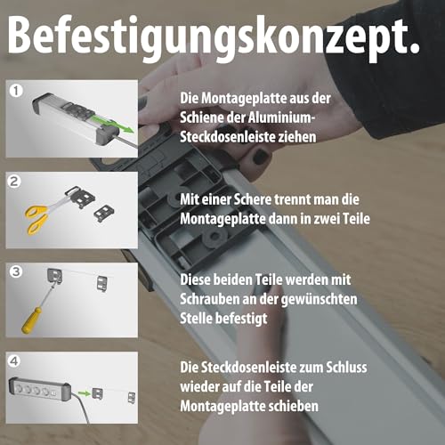 Brennenstuhl Premium-Alu-Line Steckdosenleiste 4-Fach, 1,8m