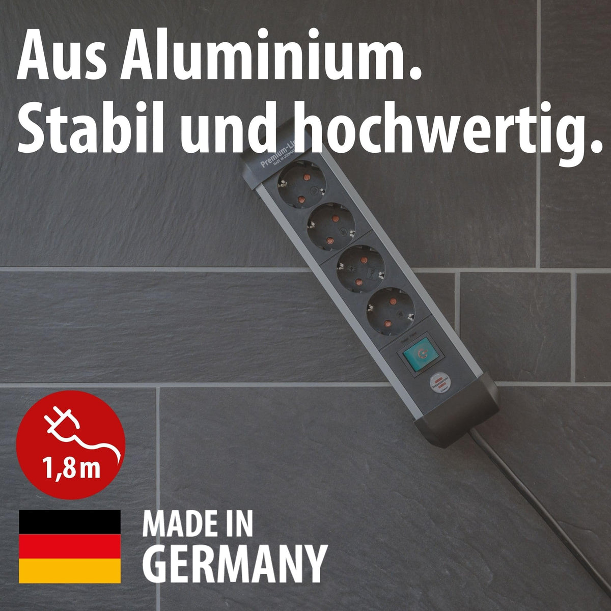 Brennenstuhl Premium-Alu-Line Steckdosenleiste 4-Fach, 1,8m