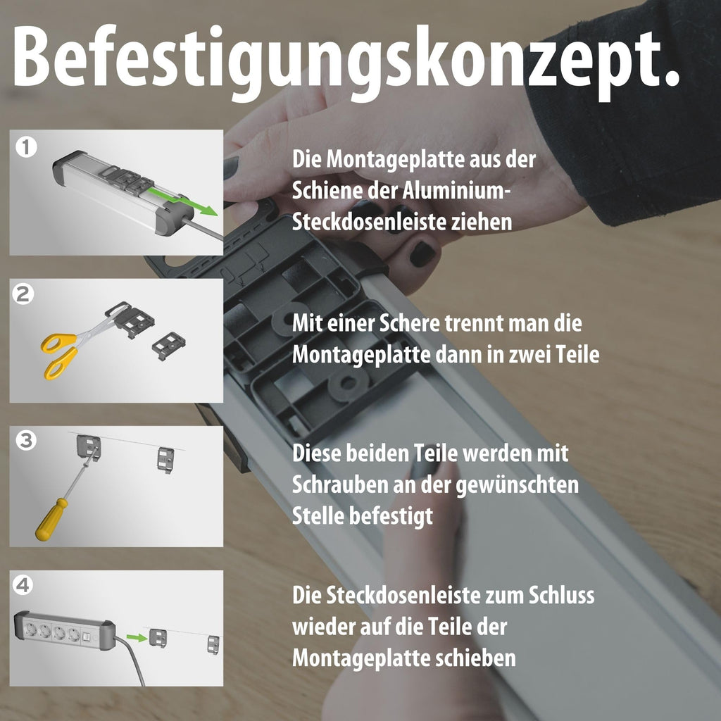 Brennenstuhl Premium-Alu-Line Steckdosenleiste 4-Fach, 1,8m