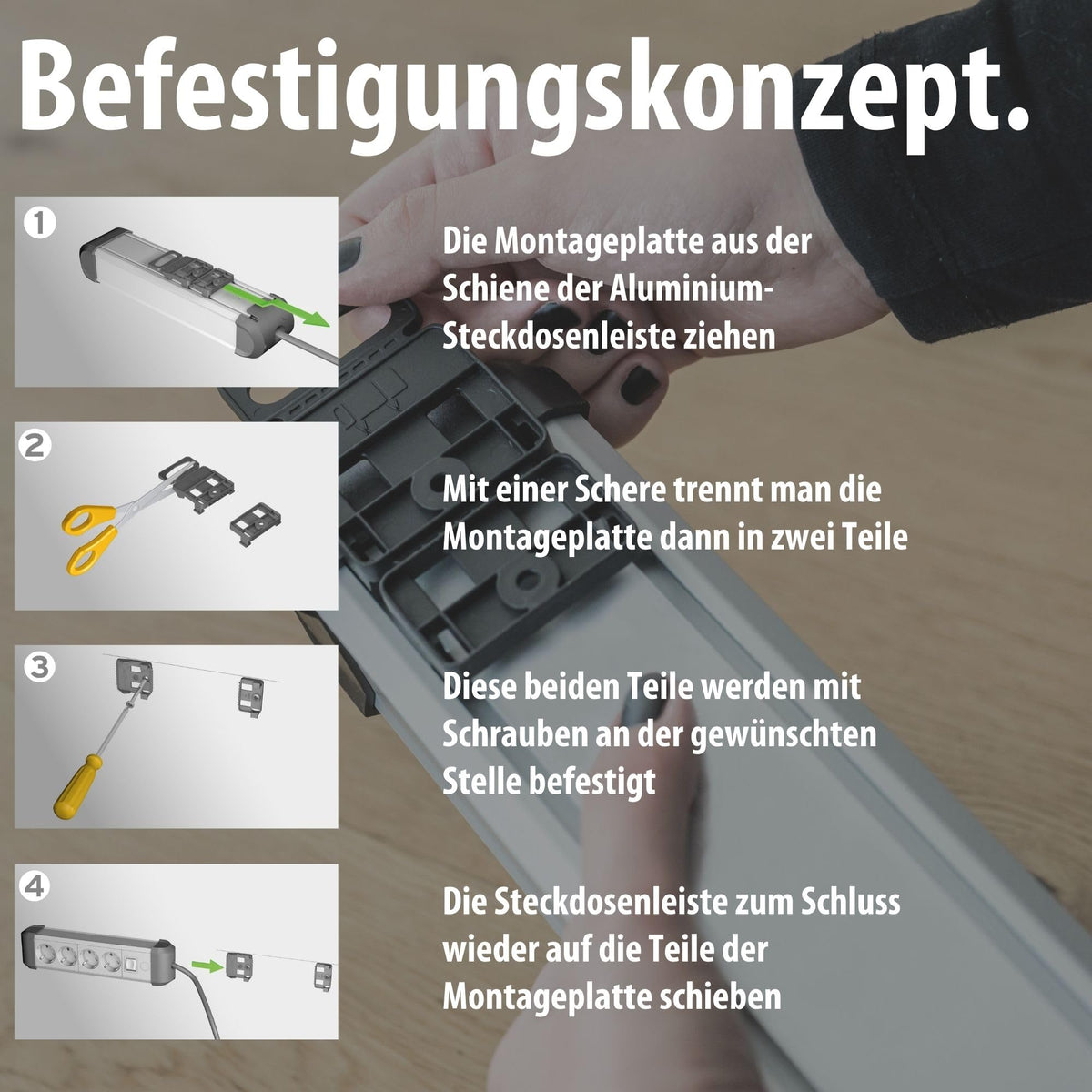 Brennenstuhl Premium-Alu-Line Steckdosenleiste 4-Fach, 1,8m
