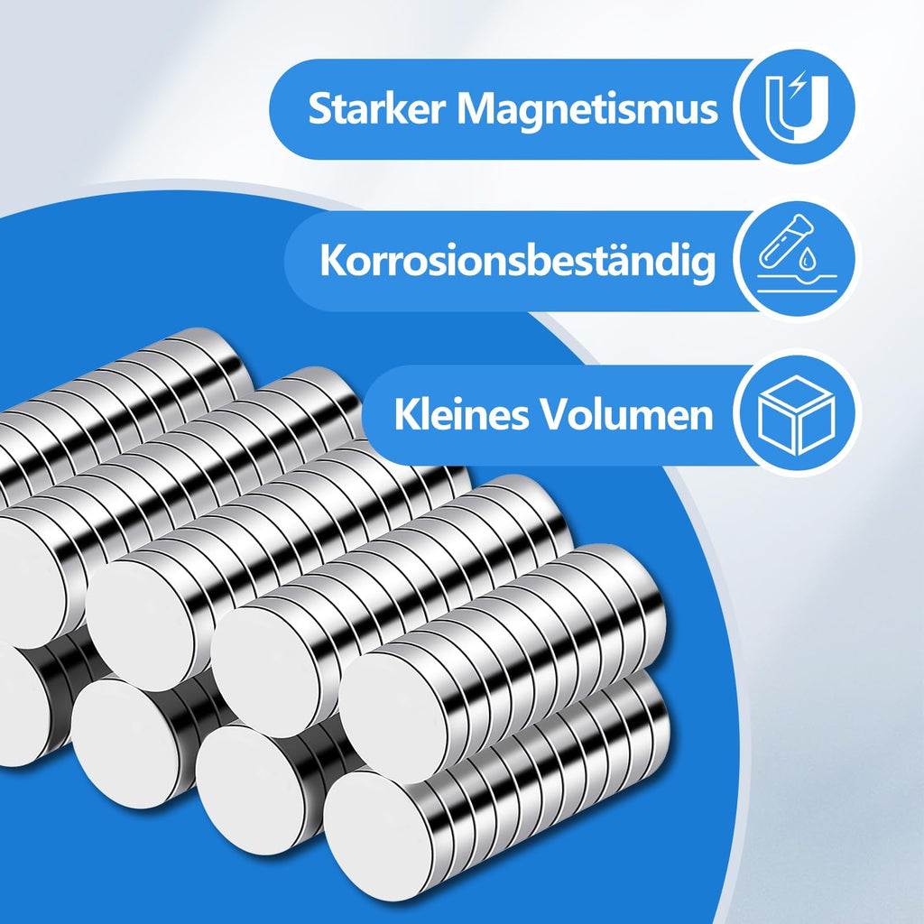 100 Stück Magnete Klein, 6mm Neodym Magnete Stark Magnet Rund