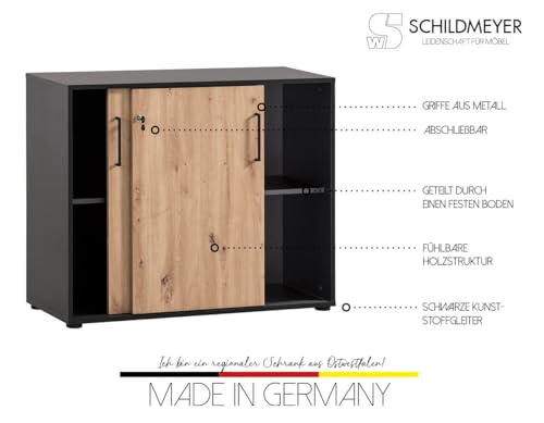 Schildmeyer Aktenschrank Aino 701867, Artisan Eiche Dekor/schwarz matt, 100 x 41 x 83,6 cm