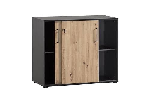 Schildmeyer Aktenschrank Aino 701867, Artisan Eiche Dekor/schwarz matt, 100 x 41 x 83,6 cm
