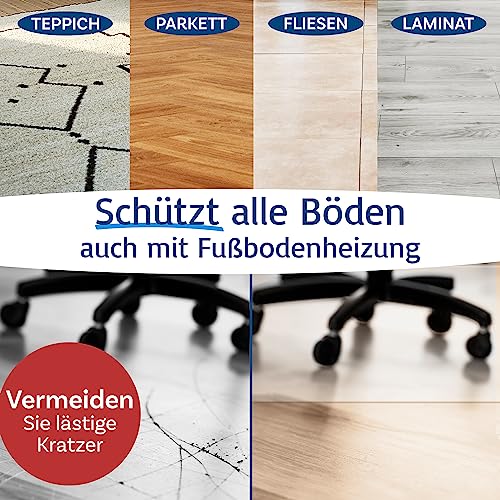 Floordirekt Bürostuhlunterlage Bodenschutzmatte - Bodenmatte Stuhlunterlage - Transparent - Stärke: 1,5 mm - Bodenschutzmatte für Hartböden (Neo, Breite: 150 cm, Länge: 200 cm)