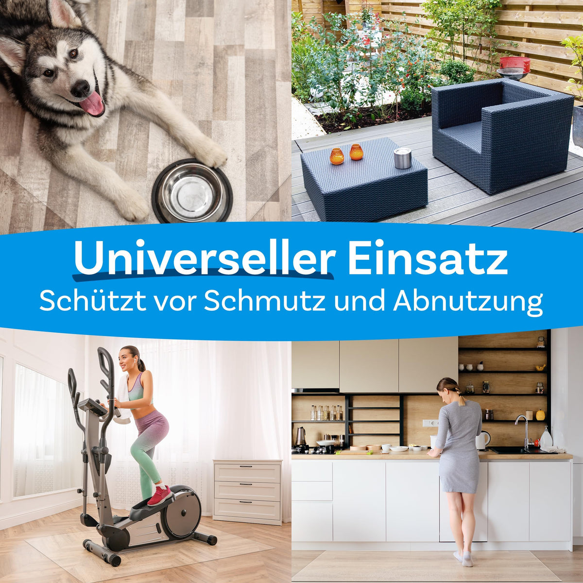 Floordirekt Bürostuhlunterlage Bodenschutzmatte - Bodenmatte Stuhlunterlage - Transparent - Stärke: 1,5 mm - Bodenschutzmatte für Hartböden (Neo, Breite: 150 cm, Länge: 200 cm)