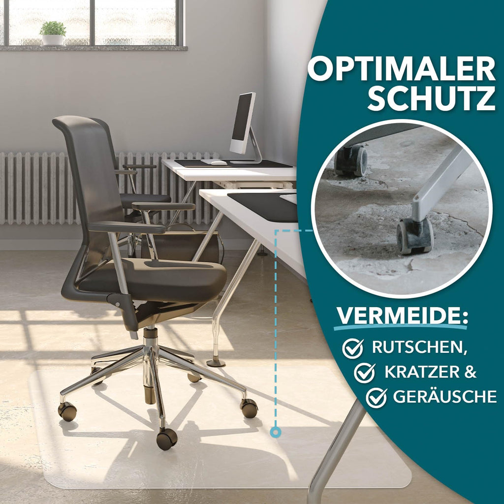 Floordirekt Bürostuhlunterlage Bodenschutzmatte - Bodenmatte Stuhlunterlage - Transparent - Stärke: 1,5 mm - Bodenschutzmatte für Hartböden (Neo, Breite: 150 cm, Länge: 200 cm)
