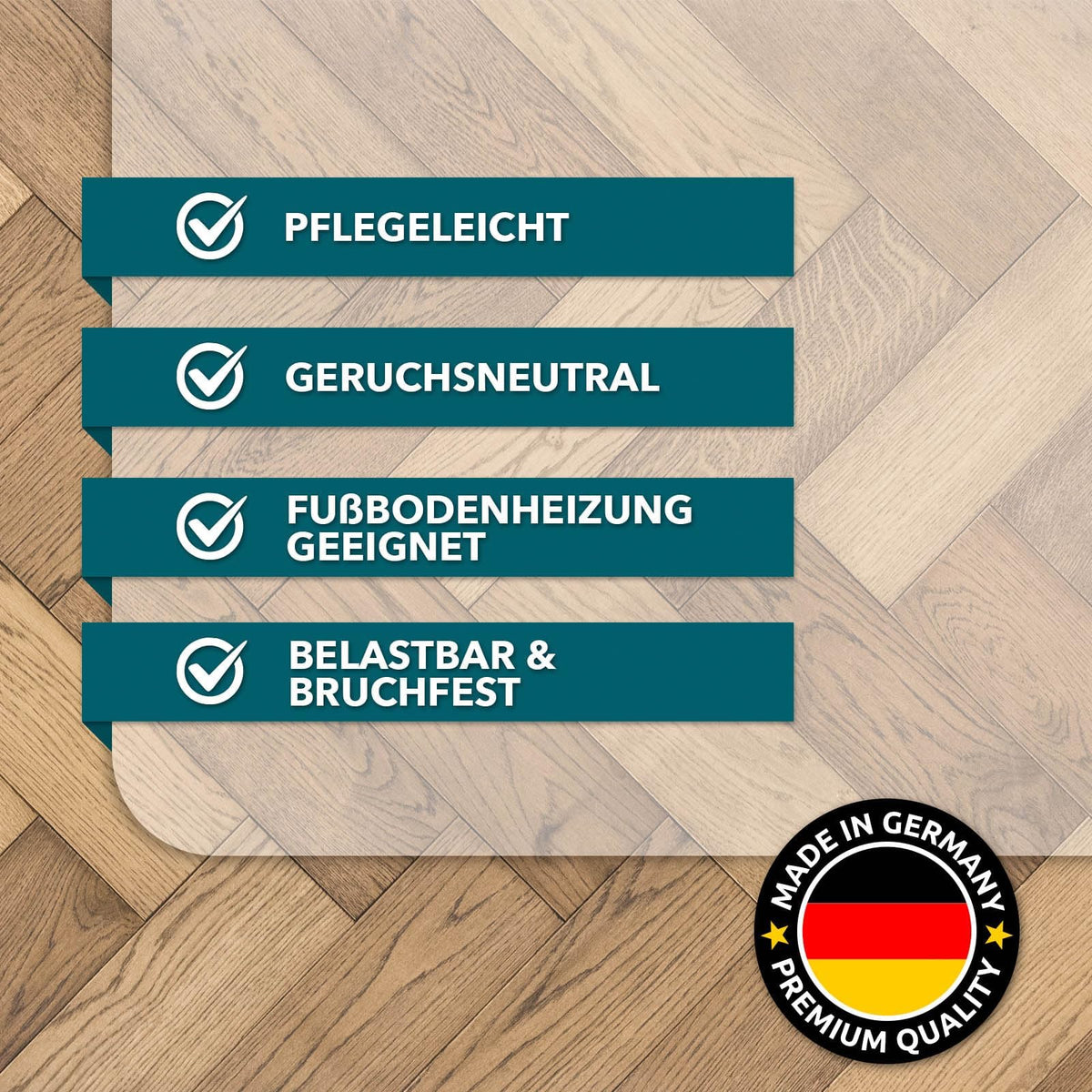 Floordirekt Bürostuhlunterlage Bodenschutzmatte - Bodenmatte Stuhlunterlage - Transparent - Stärke: 1,5 mm - Bodenschutzmatte für Hartböden (Neo, Breite: 150 cm, Länge: 200 cm)