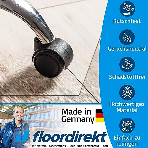 Floordirekt Bürostuhlunterlage Bodenschutzmatte - Bodenmatte Stuhlunterlage - Transparent - Stärke: 1,5 mm - Bodenschutzmatte für Hartböden (Neo, Breite: 150 cm, Länge: 200 cm)