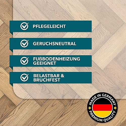 Floordirekt Bürostuhlunterlage Bodenschutzmatte - Bodenmatte Stuhlunterlage - Transparent - Stärke: 1,5 mm - Bodenschutzmatte für Hartböden (Neo, Breite: 150 cm, Länge: 200 cm)