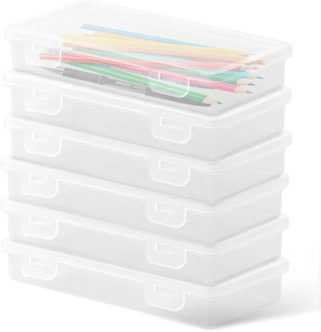 6 Pcs Stiftebox, Stapelbare Durchsichtige Stifte Box, 19x9.5x3cm