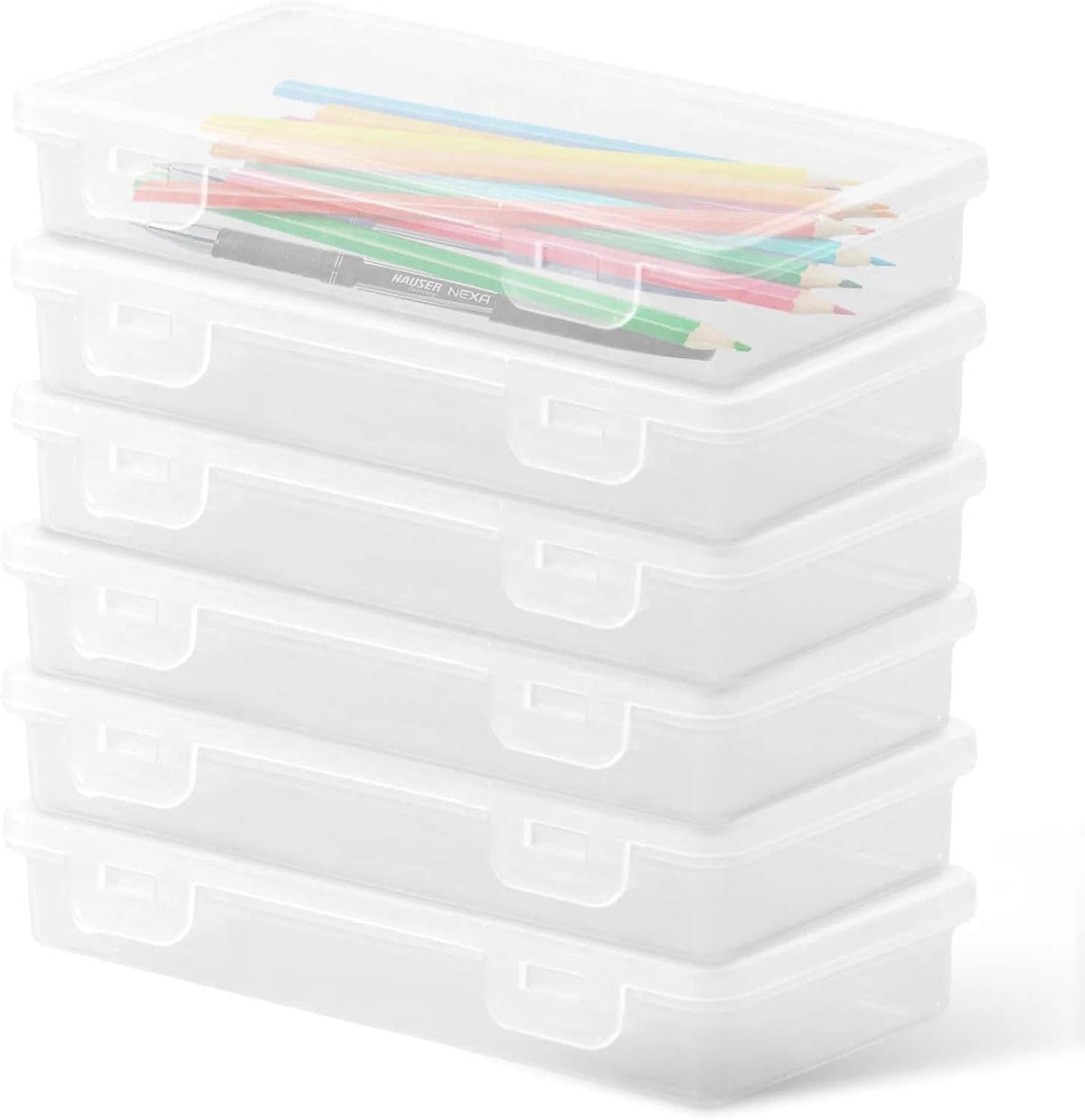 6 Pcs Stiftebox, Stapelbare Durchsichtige Stifte Box, 19x9.5x3cm