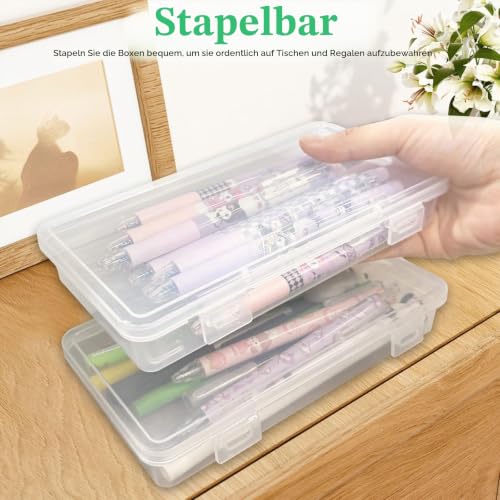 6 Pcs Stiftebox, Stapelbare Durchsichtige Stifte Box, 19x9.5x3cm