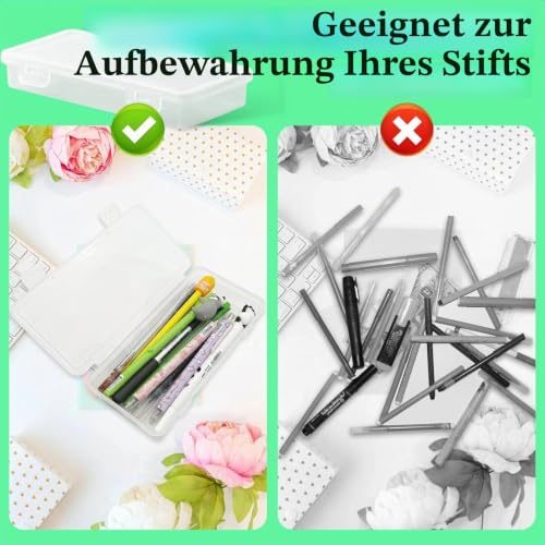 6 Pcs Stiftebox, Stapelbare Durchsichtige Stifte Box, 19x9.5x3cm