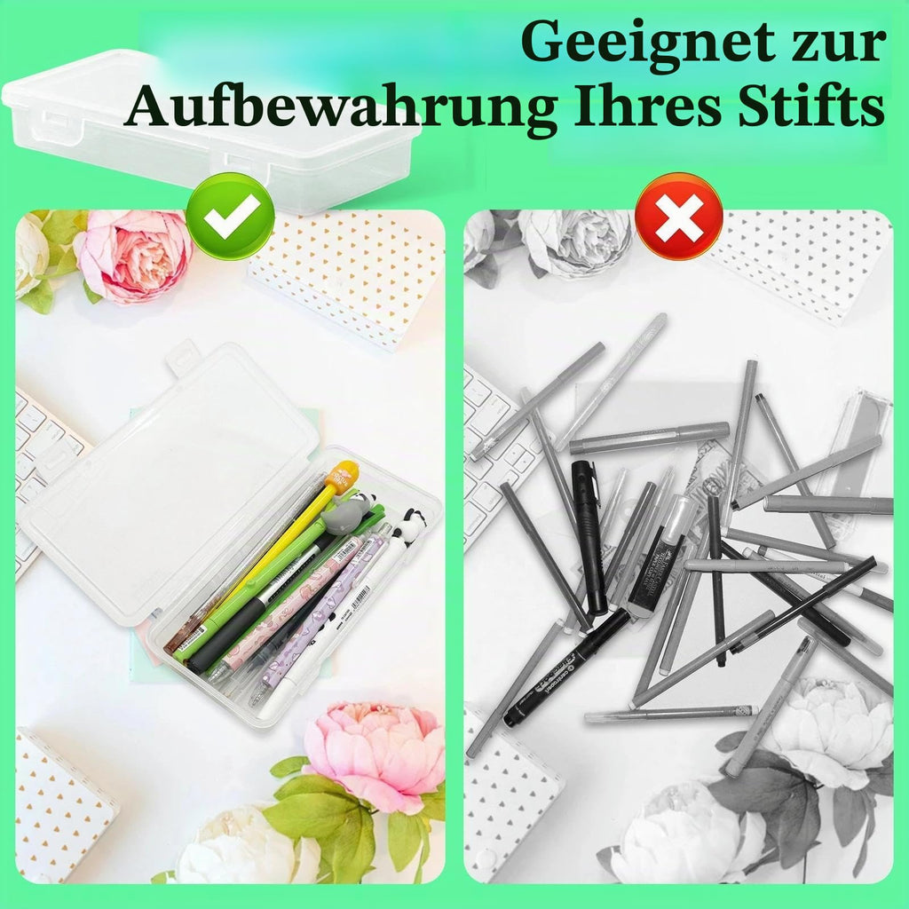 6 Pcs Stiftebox, Stapelbare Durchsichtige Stifte Box, 19x9.5x3cm