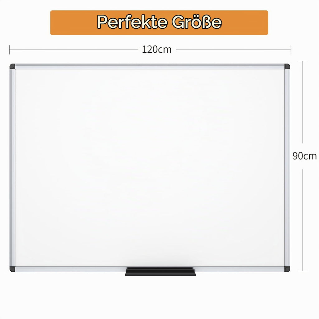 Magnetisches Whiteboard 2er Pack 120x90 cm – mit Aluminiumrahmen und Stiftablage, trocken abwischbar, magnetisch, für Büro, Zuhause und Schule