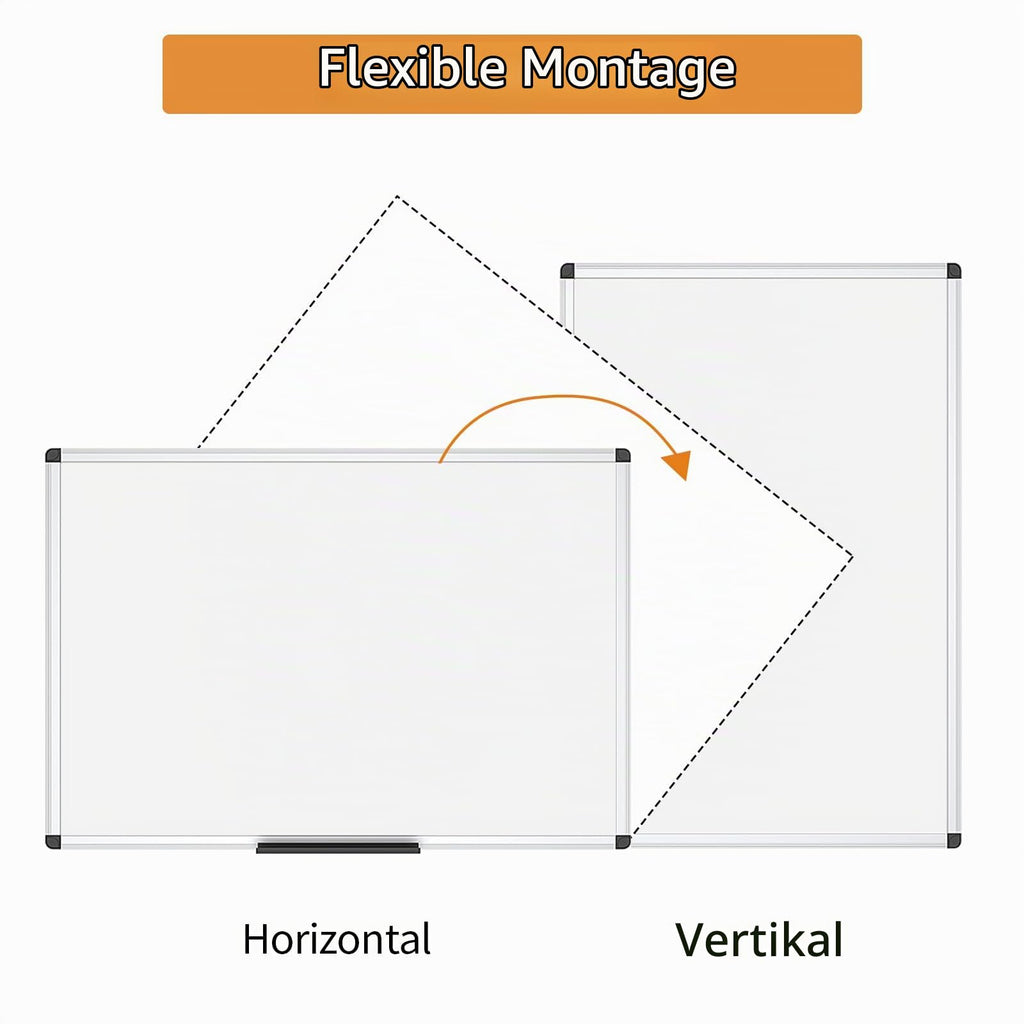 Magnetisches Whiteboard 2er Pack 120x90 cm – mit Aluminiumrahmen und Stiftablage, trocken abwischbar, magnetisch, für Büro, Zuhause und Schule
