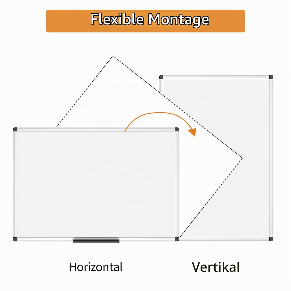Magnetisches Whiteboard 2er Pack 120x90 cm – mit Aluminiumrahmen und Stiftablage, trocken abwischbar, magnetisch, für Büro, Zuhause und Schule