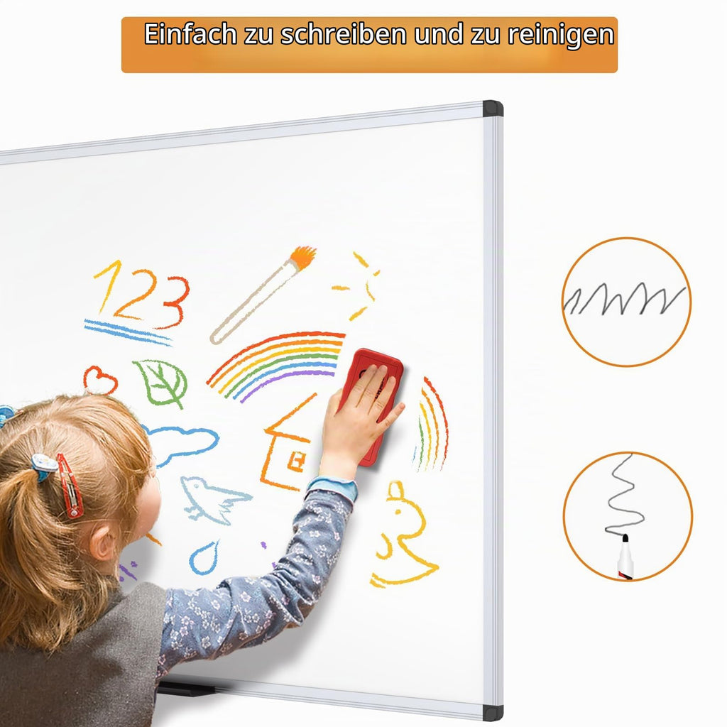 Magnetisches Whiteboard 2er Pack 120x90 cm – mit Aluminiumrahmen und Stiftablage, trocken abwischbar, magnetisch, für Büro, Zuhause und Schule