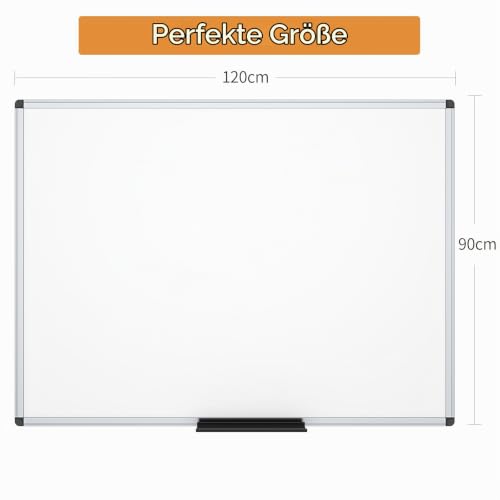 Magnetisches Whiteboard 2er Pack 120x90 cm – mit Aluminiumrahmen und Stiftablage, trocken abwischbar, magnetisch, für Büro, Zuhause und Schule