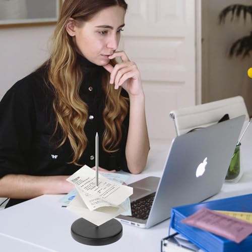 Zettelspießer Bonspießer Zettelhalter Metall Memo Halter Kassenbon Halter Papier Spike Halter Rechnungen Spike Quittungshalter mit Rundfuß für Küche Hotel Restaurant Cafe Büro Schwarz 2 Stück