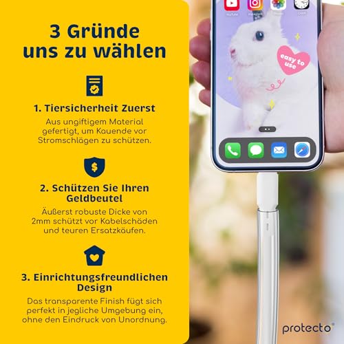 PROTECTO 2-Pack Flexibler Tier – Kabelschutz, Transparentes, Beißfest, 3 m lang/Ø 9mm Kabelschlauch - für Katze & Hund, Schutz für Strom- Ladekabel – Beleuchtung, RCA, HDMI | Universelle Kabelhülle