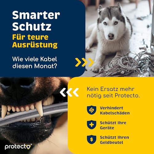 PROTECTO 2-Pack Flexibler Tier – Kabelschutz, Transparentes, Beißfest, 3 m lang/Ø 9mm Kabelschlauch - für Katze & Hund, Schutz für Strom- Ladekabel – Beleuchtung, RCA, HDMI | Universelle Kabelhülle