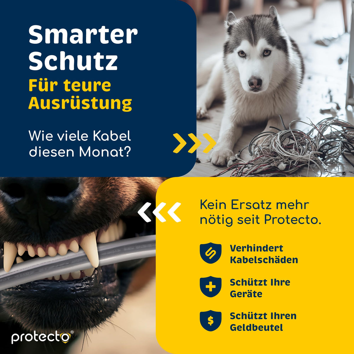 PROTECTO 2-Pack Flexibler Tier – Kabelschutz, Transparentes, Beißfest, 3 m lang/Ø 9mm Kabelschlauch - für Katze & Hund, Schutz für Strom- Ladekabel – Beleuchtung, RCA, HDMI | Universelle Kabelhülle