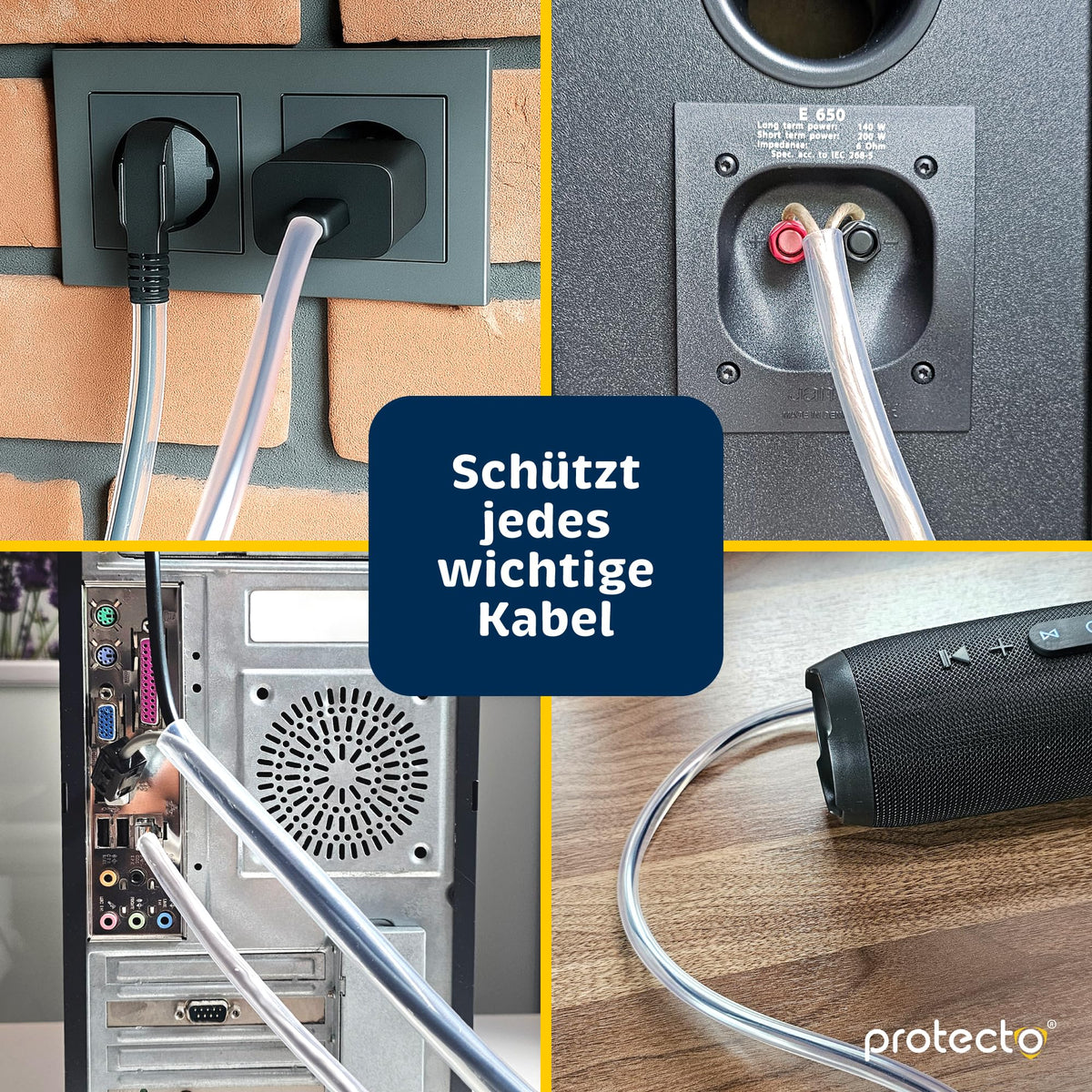 PROTECTO 2-Pack Flexibler Tier – Kabelschutz, Transparentes, Beißfest, 3 m lang/Ø 9mm Kabelschlauch - für Katze & Hund, Schutz für Strom- Ladekabel – Beleuchtung, RCA, HDMI | Universelle Kabelhülle