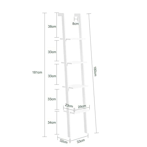 SoBuy FRG15-W Wandregal mit Vier Böden Badregal Leiterregal Standregal Bücherregal Breit: 33cm weiß