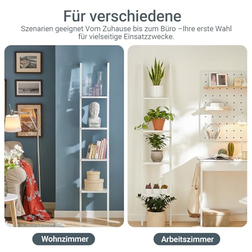 SoBuy FRG15-W Wandregal mit Vier Böden Badregal Leiterregal Standregal Bücherregal Breit: 33cm weiß